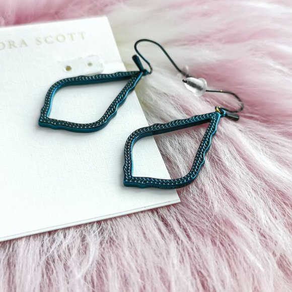Kendra Scott Navy Gunmetal Sophia Drop Earrings - Picture 3 of 3